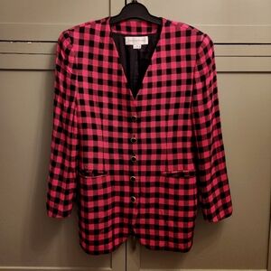 Vintage Jones New York Pink & Black Checkered Blazer